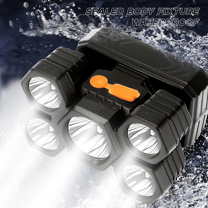 USB перезаряжаемый 5 светодиодный налобный фонарь 4 режима работы головной водонепроницаемый фонарь для кемпинга, рыбалки, бега, езды 2025 - $8.99 –P3