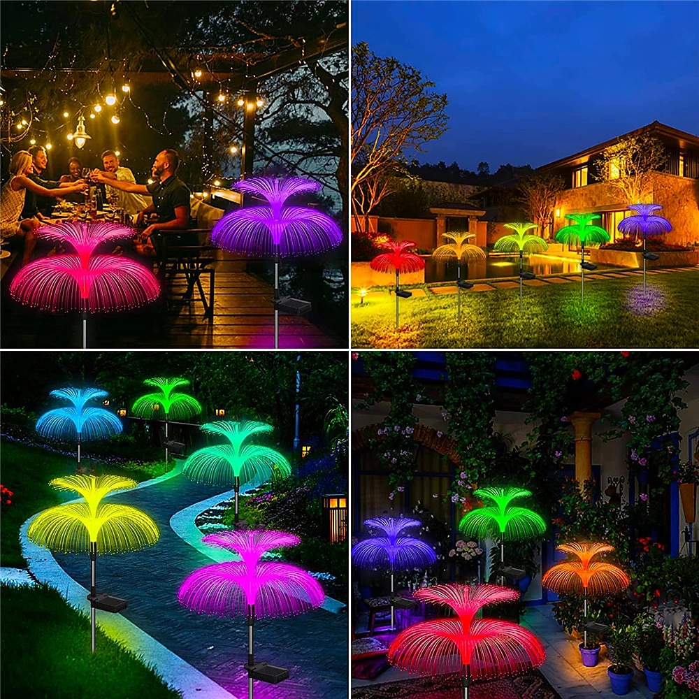 Lampy solarne w kształcie meduz, 4 w 1 zewnętrzne lampy solarne ogrodowe z podwójną warstwą w kształcie meduzy, wodoodporne ip65, dekoracyjne światła motyli do ogrodu, patio, trawnika, podwórka, imprezy urodzinowej, weselnej 2025 - GBP £7.27 –P1