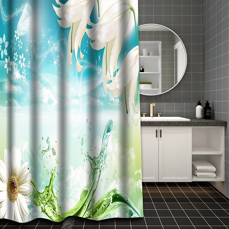 Κουρτίνα ντους με 12 γάντζους 180cm*180cm(70"*70") Πολυεστέρας Πλενόμενη Αδιάβροχη Ρουστίκ Αγροτικό Ξύλινο Vintage Σχέδιο Άχυρο 2025 - $22.99 –P6