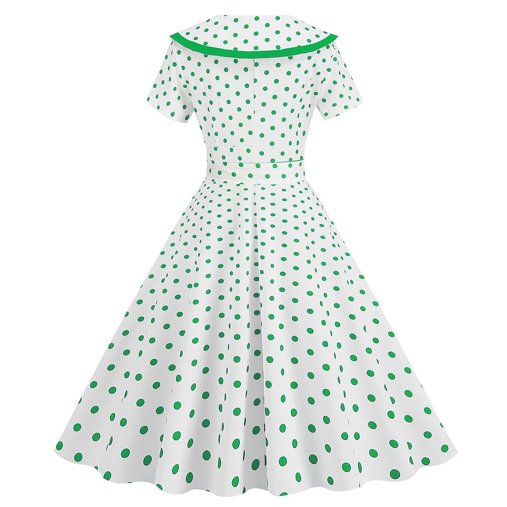 Pöttyös Retró 1950-es Egy vonalú ruha Rockabilly Swing ruha Pöttyös Női Alkalmi / Napi Lánybúcsú Felnőttek Ruha Hazatérő ruhák 2025 - GBP £18 –P20