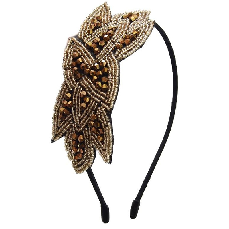 1920s Flapper Headbands for Women 20s Vintage Headpiece Rhinestone Beaded Leaf Hairband Hair Accessory 2025 - $10.49 –P4