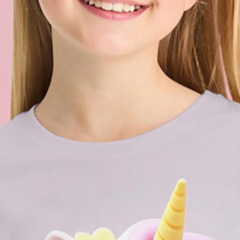 Jente 3D Grafisk Tegneserie enhjørning T skjorte T-skjorte Kortermet 3D-utskrift Sommer Vår Aktiv Mote søt stil Polyester Barn 3-12 år utendørs Avslappet Daglig Normal 2025 - $10.99 –P11