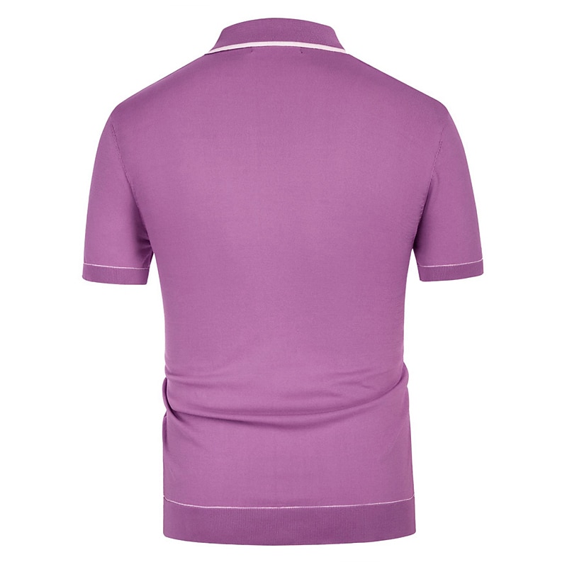 Men's Polo Knit Polo Sweater Business Casual Lapel Short Sleeve Modern Old Money Style Solid / Plain Color Button Front Summer Dark Navy Green Rose Red Polo 2025 - $31.99 –P9
