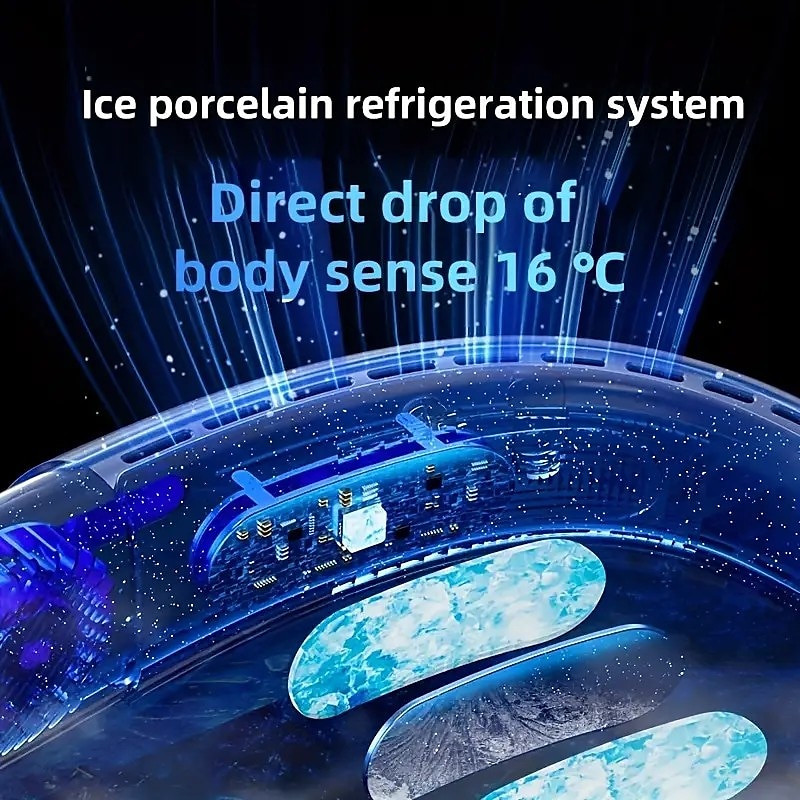 Portable Hanging Neck Fan with Colorful Light USB Charging 5 Gears Brush Motor Leafless Hanging Neck Fan Rechargeable Mute Refrigeration Air Conditioning Outdoor Cooling Fan 2025 - $23.99 –P1