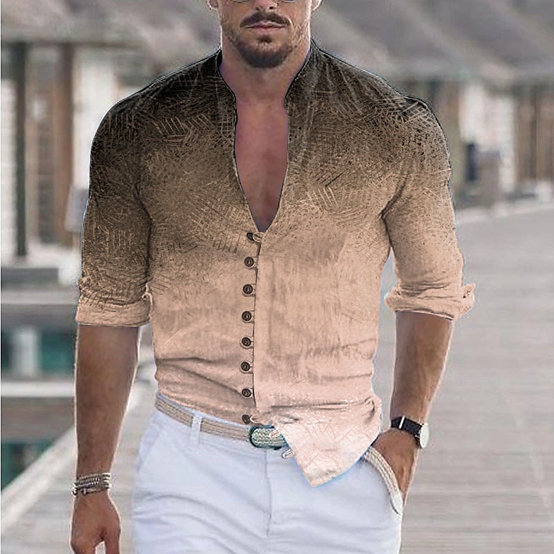 Per uomo Floreale Stampe Grafiche Camicia Manica Lunga Camicia Collo alla coreana Casuale Quotidiano Blu Bianco Giallo Azzurro Stampato Abbigliamento Moda Streetwear Designer Casual del 2026 a $26.99 –P5