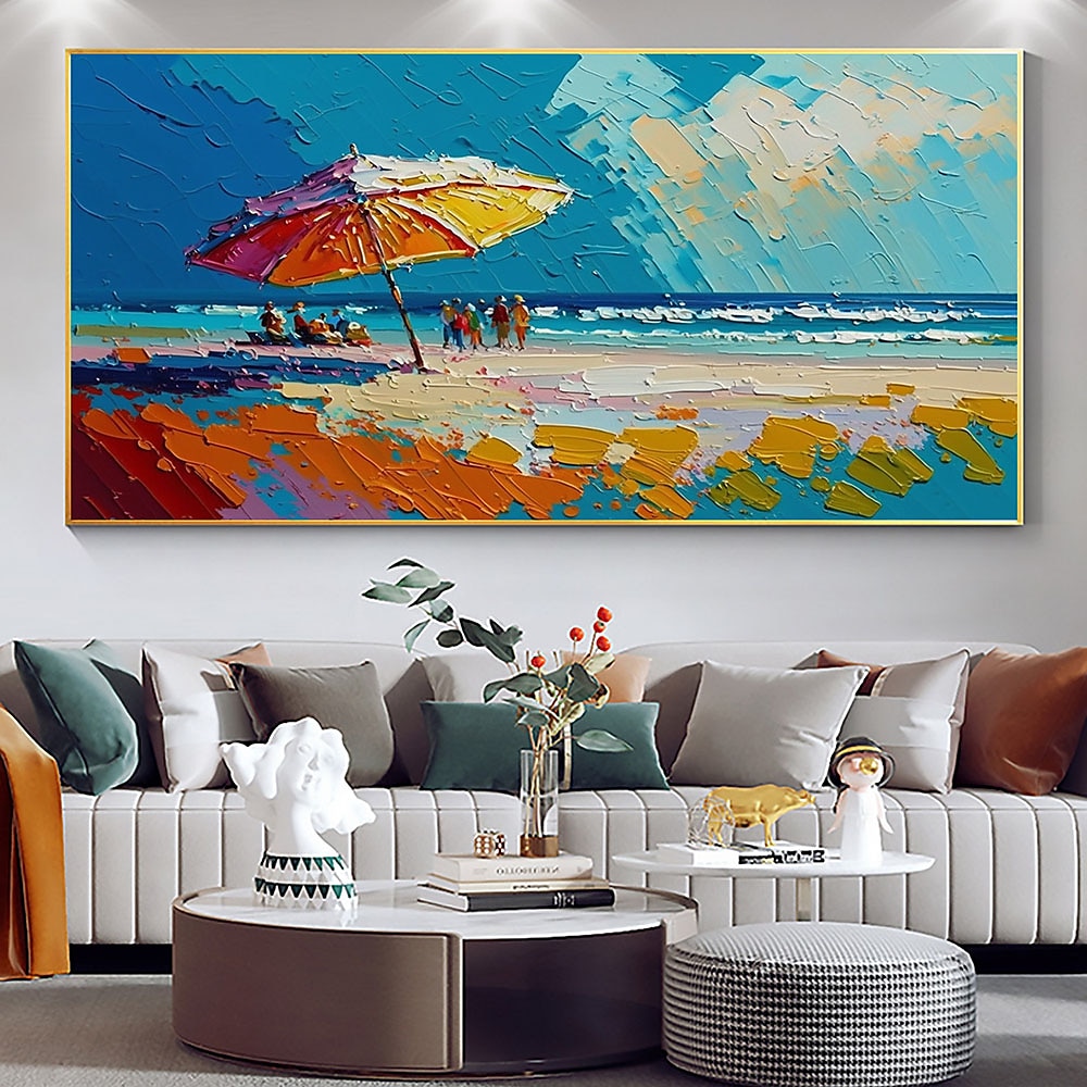 Handgefertigtes, handgemaltes Ölgemälde, Original-Sonnenschein-Ozean-Ölgemälde auf Leinwand, extra großes Wandkunst, abstraktes weißes Wellengemälde, Boho-Wanddekoration, gerollte Leinwand, kein 2025 - $69.99 –P3