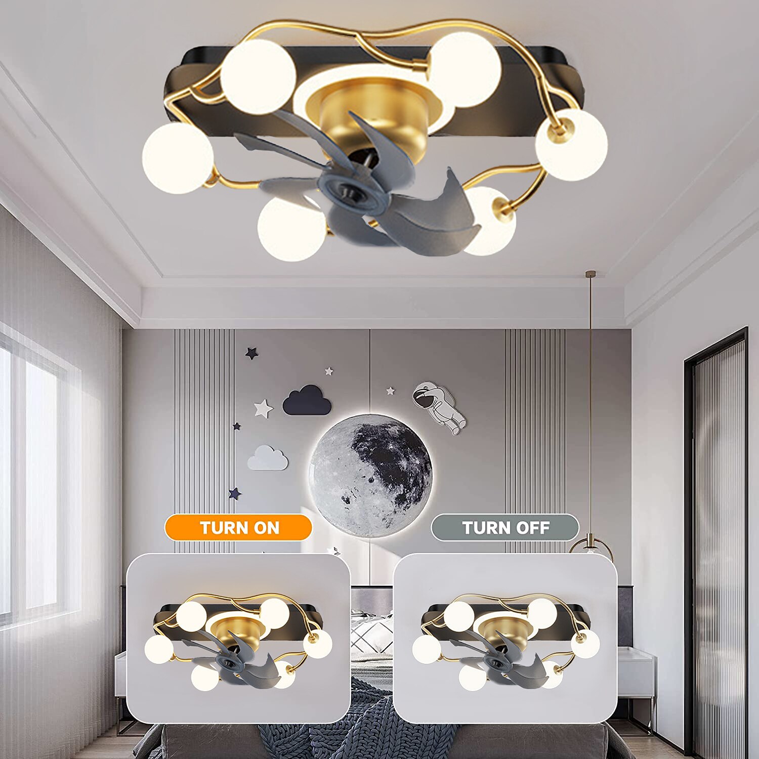 Deckenventilator mit Licht ca& Fernbedienung 52cm 3-Licht dimmbar 6 Windgeschwindigkeiten moderner Deckenventilator für Schlafzimmer, Wohnzimmer, kleines Zimmer 110-240V 2025 - $331.09 –P5