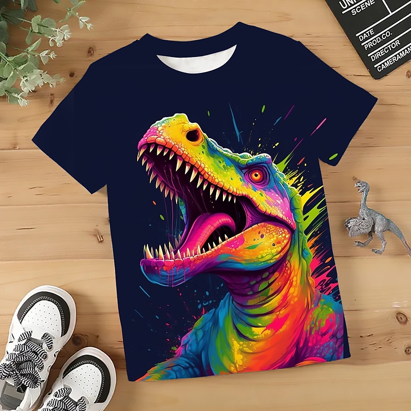 Jungen 3D Graphic Tier Dinosaurier T-Shirt Kurzarm 3D-Druck Sommer Frühling Aktiv Sport Modisch Polyester kinderkleidung 3-12 Jahre Outdoor Casual Täglich Regular Fit 2026 - $10.99 –P11