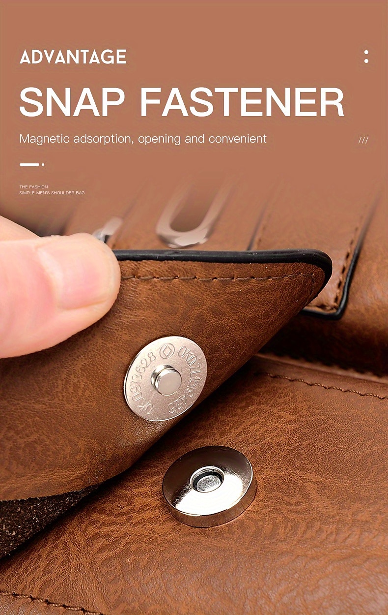 Men's Brown Faux Leather Messenger Bag with Multiple Pockets and Adjustable Strap - Stylish and Functional Crossbody Bag for Travel and Daily Use 2025 - $24.99 –P8