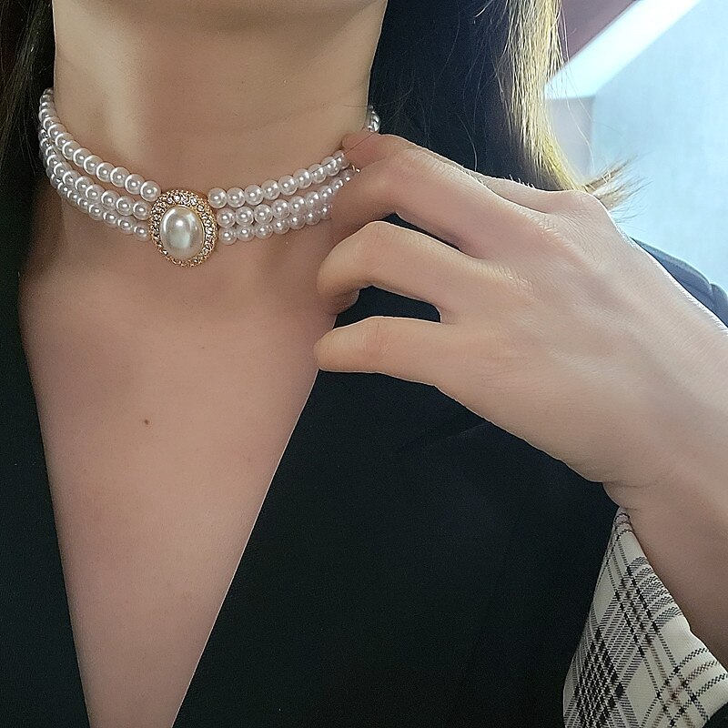 1 stk Choker Halskjede Halskjede For Dame Bryllup Fest & Aften Gave Legering Perler Dyrebar 2025 - $15.99 –P1