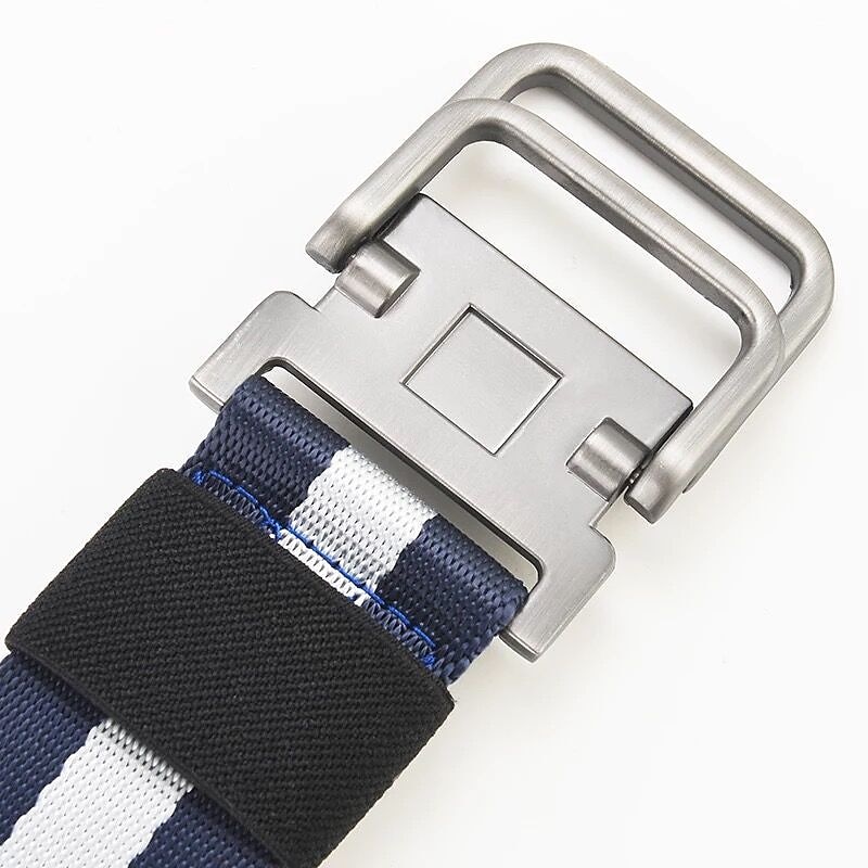 heren nylon riem gemakkelijk verstelbare dubbele ringgesp golfriem zwart casual unisex web canvas riem metalen tactische gesp mode effen gestreept 2025 - $6.49 –P2