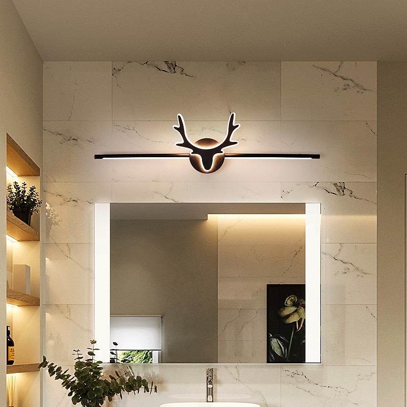 lampada frontale a specchio a led vanity light 80cm 20w applique da parete per camera da letto semplice moderna bagno alluminio acrilico nero ip20 110-240v del 2025 a $248.89 –P3