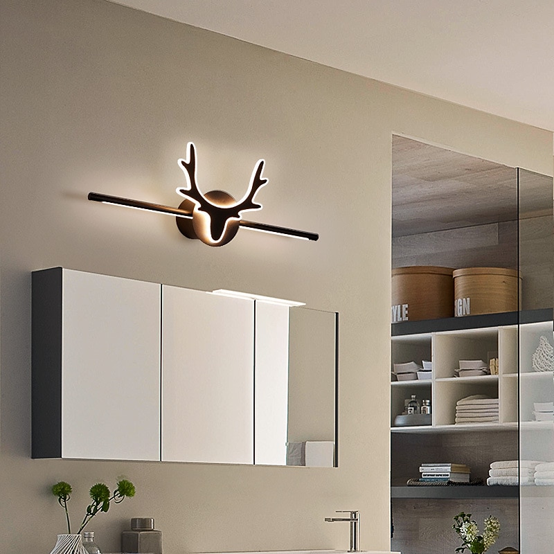 lampada frontale a specchio a led vanity light 80cm 20w applique da parete per camera da letto semplice moderna bagno alluminio acrilico nero ip20 110-240v del 2025 a $248.89 –P2