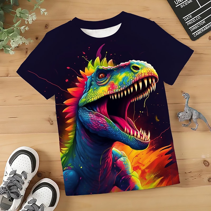 Jungen 3D Graphic Tier Dinosaurier T-Shirt Kurzarm 3D-Druck Sommer Frühling Aktiv Sport Modisch Polyester kinderkleidung 3-12 Jahre Outdoor Casual Täglich Regular Fit 2026 - $10.99 –P8