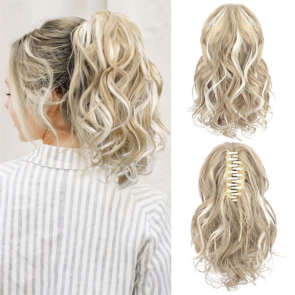 mettre en évidence l'extension de queue de cheval griffe courte épaisse ondulée bouclée mâchoire pince en fausses queues de cheval faux cheveux doux aspect naturel postiche synthétique pour les femmes de 2025 ? $19.99 –P8