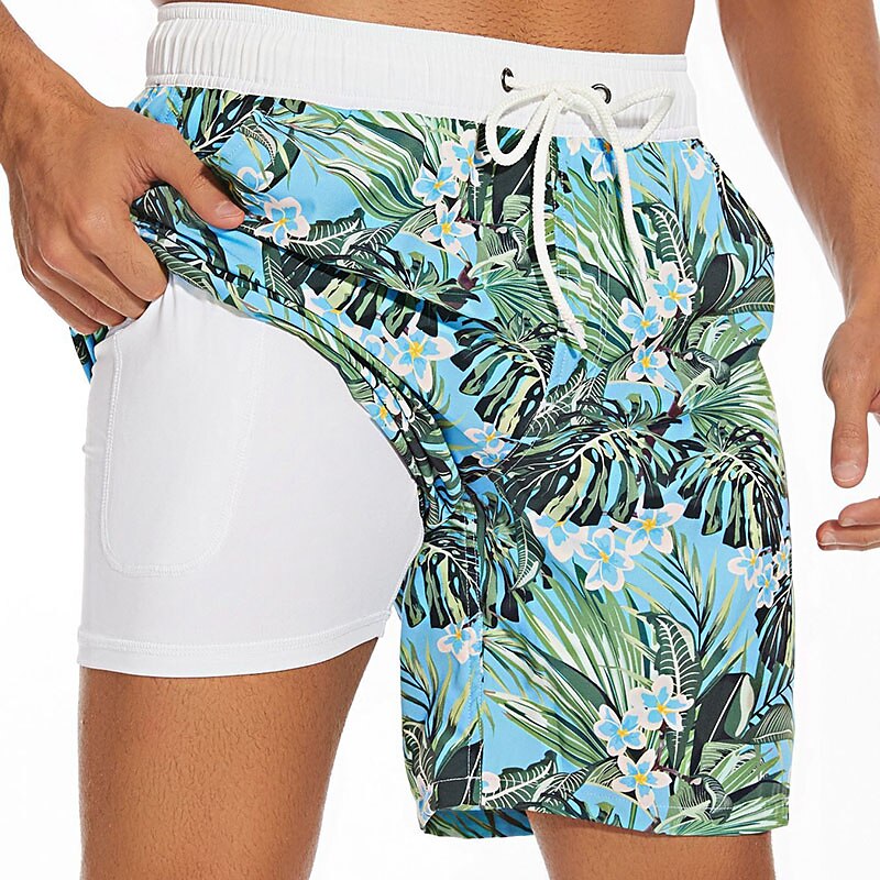 Homme Maillots de Bain short de bain Short de bain Plein Confort Respirable Extérieur du quotidien Sortie Mode Décontractées Azur Noir de 2025 ? $20.99 –P7