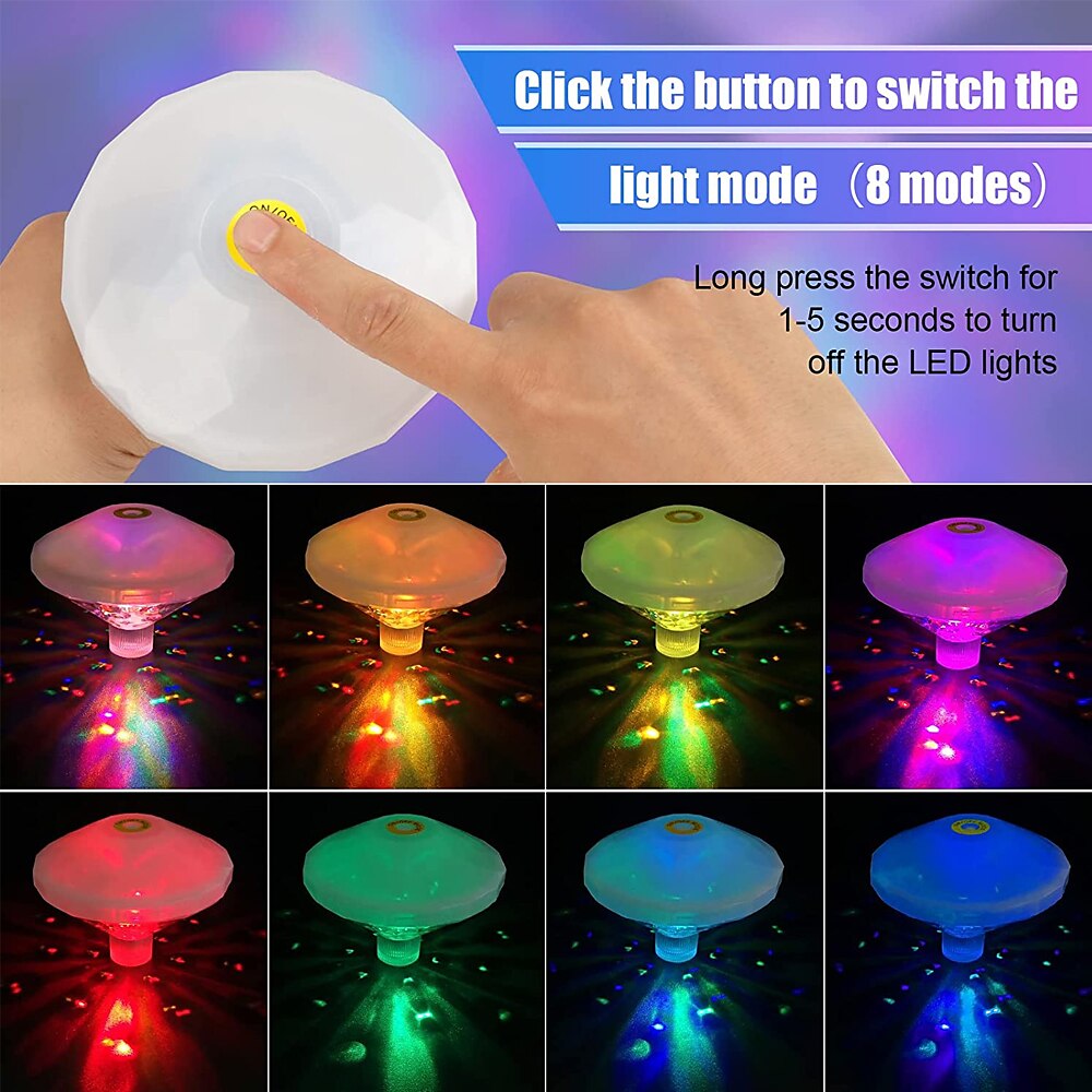2025年 プール用スイミングプールライト LED 色が変わるフローティングプールライト 8 つのモードで浮く照明 水中防水フローティング池ライト ディスコプール池の噴水ガーデンパーティー用  コレクション – $17.49 –P5