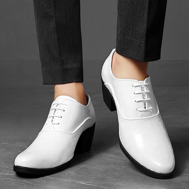 Herren-Oxford-Schnürschuhe aus weißem Lacklederimitat – elegante Schuhe mit Blockabsatz und Krokodilprägung im Vintage-Stil für Hochzeiten, Partys und formelle Anlässe 2025 - $54.99 –P2