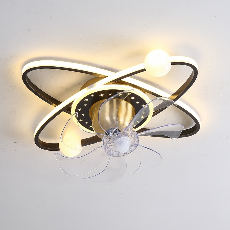 takvifte med lys dimbar sirkeldesign krystall 57cm 6 vindhastigheter moderne takvifte for soverom, stue app&amp; fjernkontroll 110-240v 2025 - $388.69 –P10