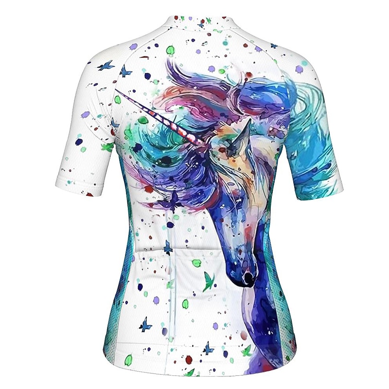 Per donna Maglia da Ciclismo Unicorno Manica Corta Bicicletta Maglia Top con 3 tasche posteriori Mountain Bike MTB Ciclismo su strada Asciugatura Rapida Strisce Riflettenti Tasca Posteriore del 2026 a $30.99 –P2