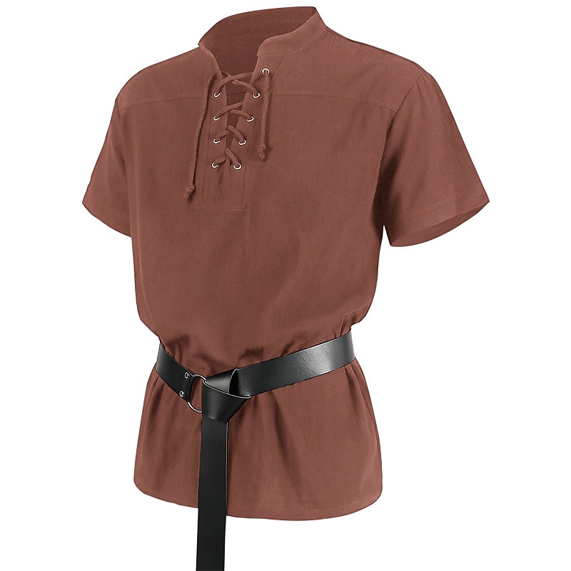 Retro / vintage Punk și gotic Medieval Bluză / Cămașă Costum Cosplay Tunică Cavaler Viching Outlander Culoare solidă Bărbați Pirat Fantezie Carnaval Casul / Zilnic Târgul Renașterii Adulți Cămașă 2025 - $30.99 –P8