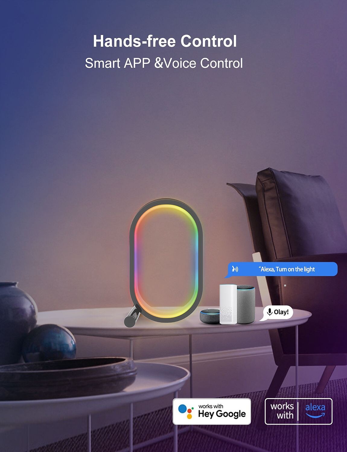 Светодиодный умный свет WiFi умная APP настольная лампа звуковое управление RGB фантомный настольный атмосферный интеллектуальный свет Esports настольное украшение Tuya WiFi Alexa USB питание 2025 - $47.99 –P2