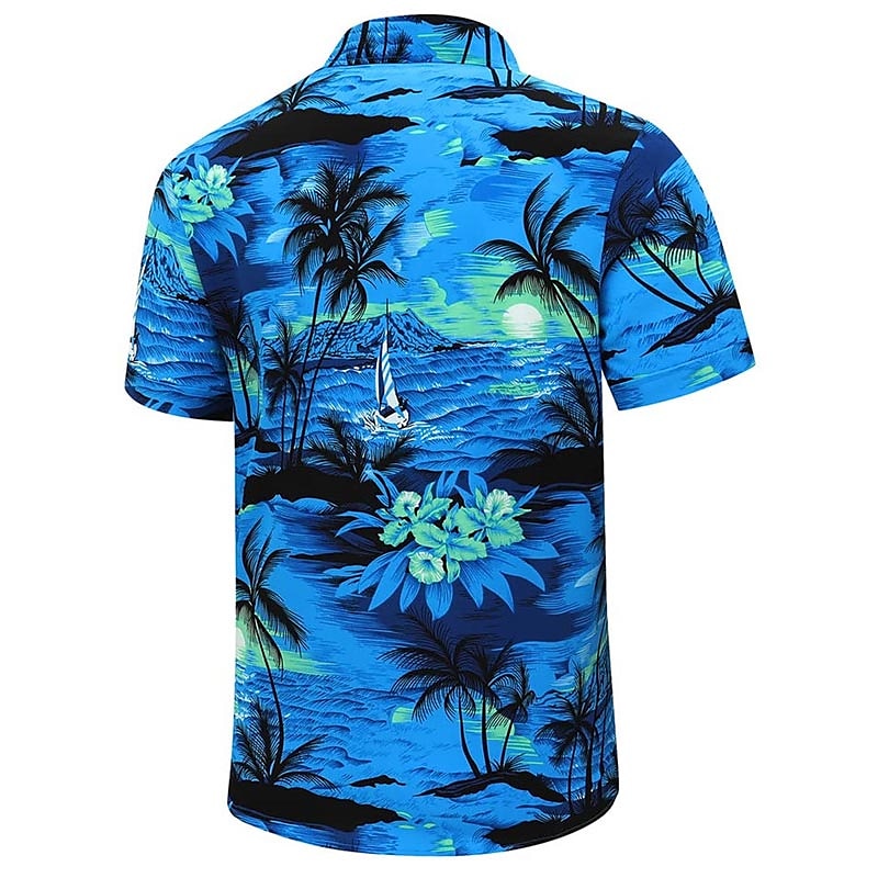 Férfi Virágos Kókuszfa Busz Ing Hawaii ing Aloha ing Rövid ujjú Ing Térfogatcsökkenés Divat Utcai sikk Dizájn Szabadtéri Utca Hétköznapi Fekete Sárga Sötétkék S M L 2025 - $24.99 –P4