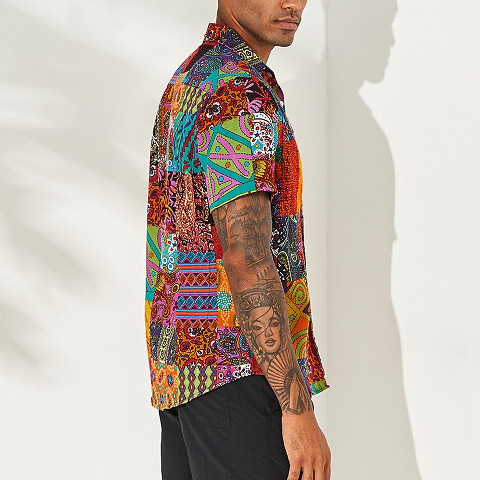Jaren '60 Hippie Jaren '70 Blouse / overhemd Hippie Schijf Grote maten Voor heren Vrijgezellenfeest Prideparade Trots maand Volwassenen Blouse 2025 - $27.99 –P4
