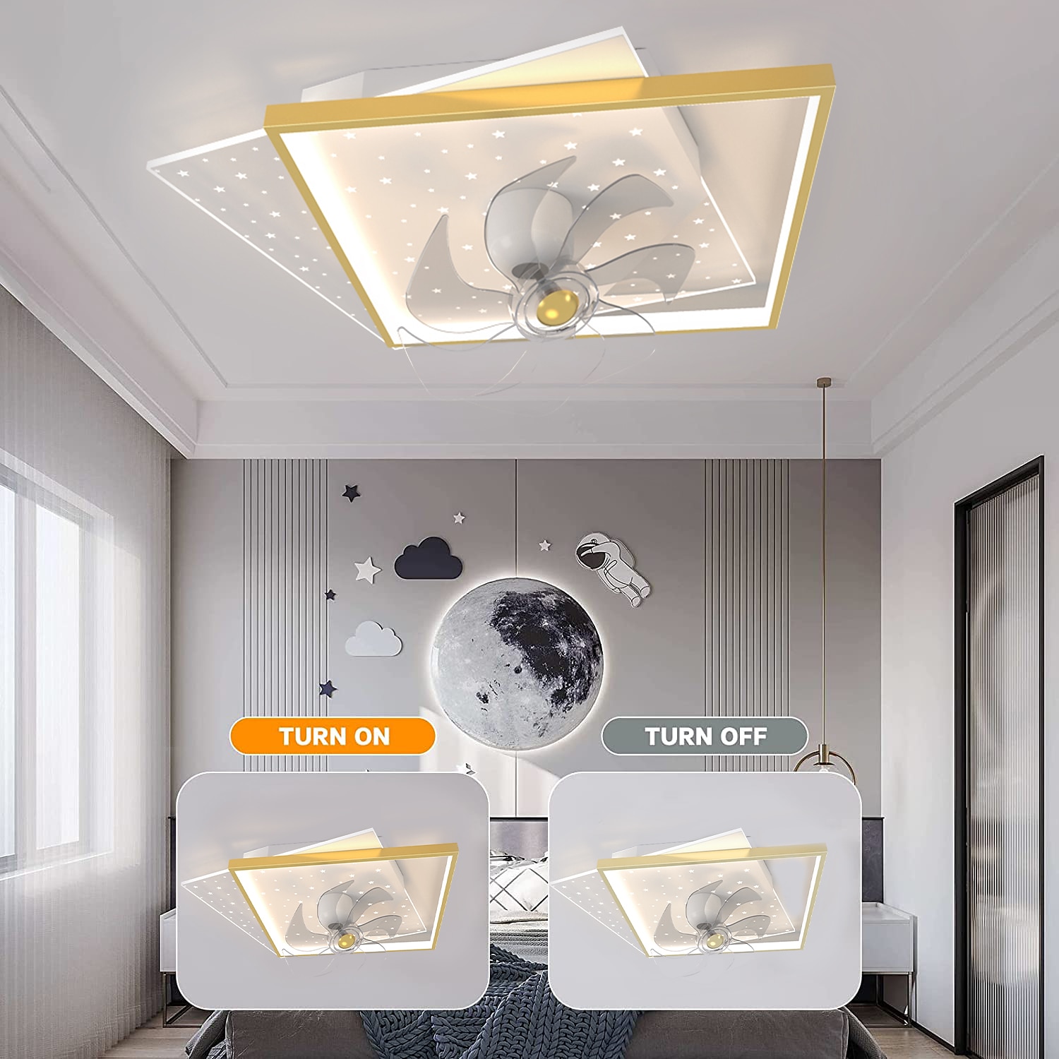 plafondventilator met licht app& afstandsbediening 50cm 3-lichts dimbaar 6 windsnelheden moderne plafondventilator voor slaapkamer, woonkamer, kleine kamer 110-240v 2025 - $259.09 –P13
