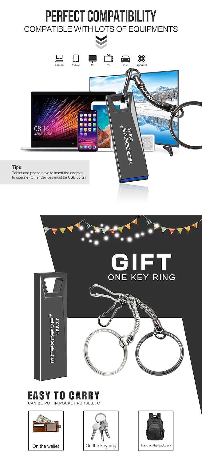 High Speed USB 3.0 Metal Flash Drive 32GB 64GB 128GB Pendrive Waterproof usb drive Pen Mini memory Sticks with key ring 2025 - $11.99 –P2