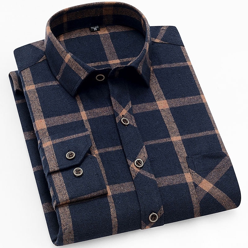 Per uomo Camicia Sopracamicia Tartan All'aperto Streetwear Nero Rosso Blu marino Blu Manica Lunga Collo ripiegato Autunno Inverno Abbigliamento Bottonato del 2025 a $29.99 –P3