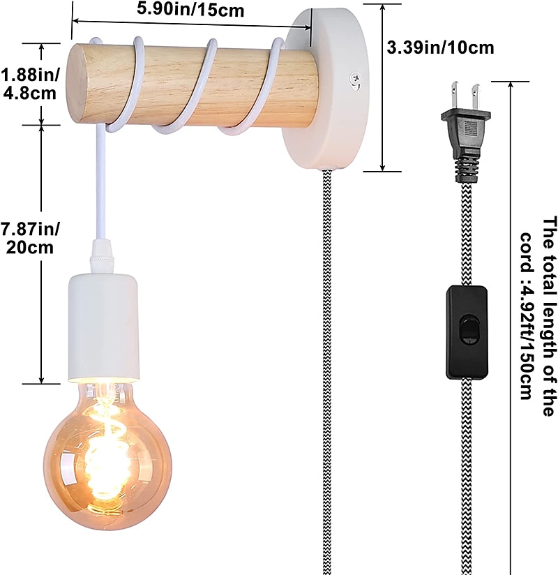 Lampade Da Parete Simpatiche Creative Vintage Tradizionali Classiche Applique Da Parete Per Interni Sala Da Pranzo Negozi Caffè Lampade Da Parete In Legno Con Spina Us del 2025 a $16.49 –P4