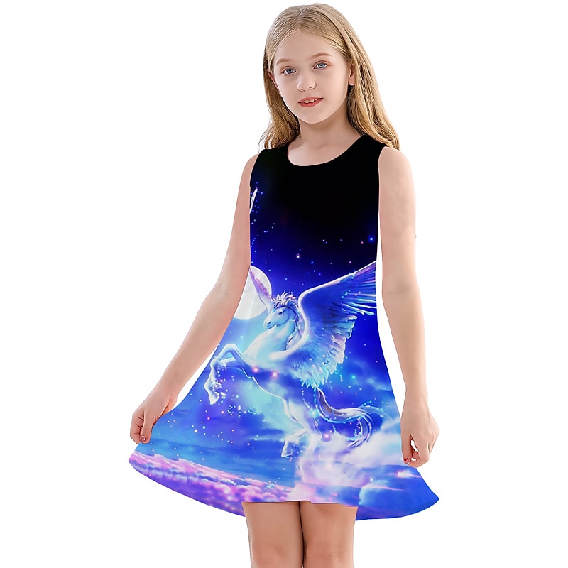 kinderkleidung Mädchen Kleid Graphic Einhorn Farbverlauf Ärmellos Outdoor Casual Modisch Kuschelig Täglich Polyester Übers Knie Casual kleid A Linie Kleid Tank-Top Kleid Sommer Frühling 3-12 Jahre 2025 - $13.99 –P6