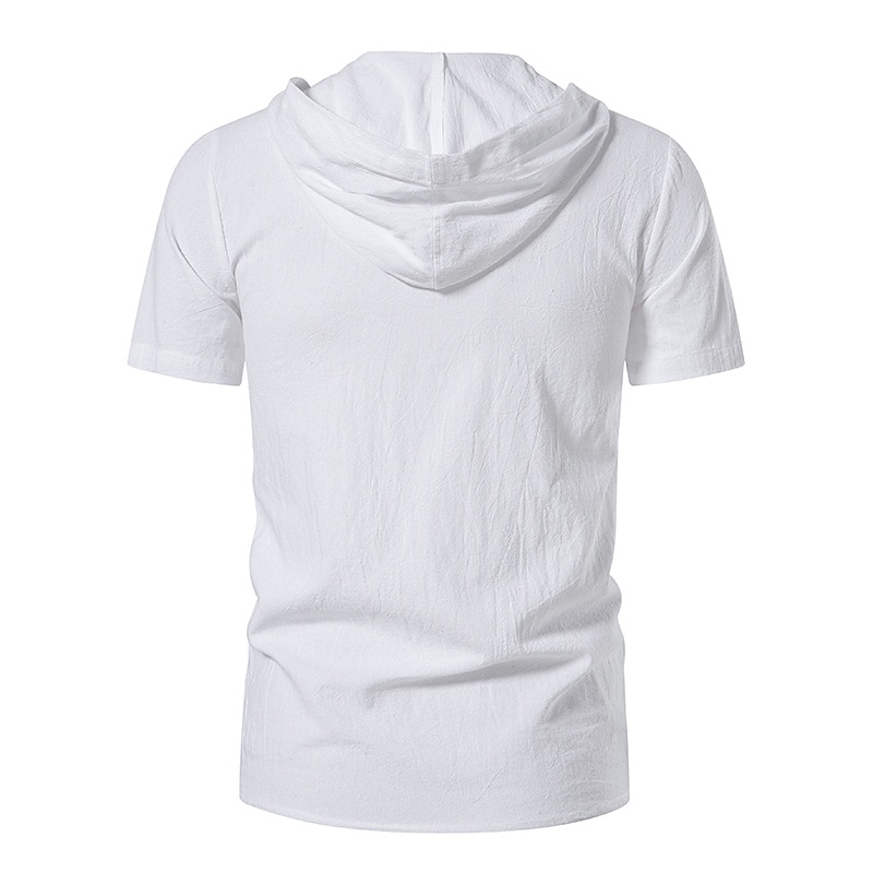 t-shirt vichinga medievale in cotone a maniche corte con cappuccio camicie da uomo in stile retrò con lacci hippie abbinati al costume larp del 2025 a $37.99 –P15
