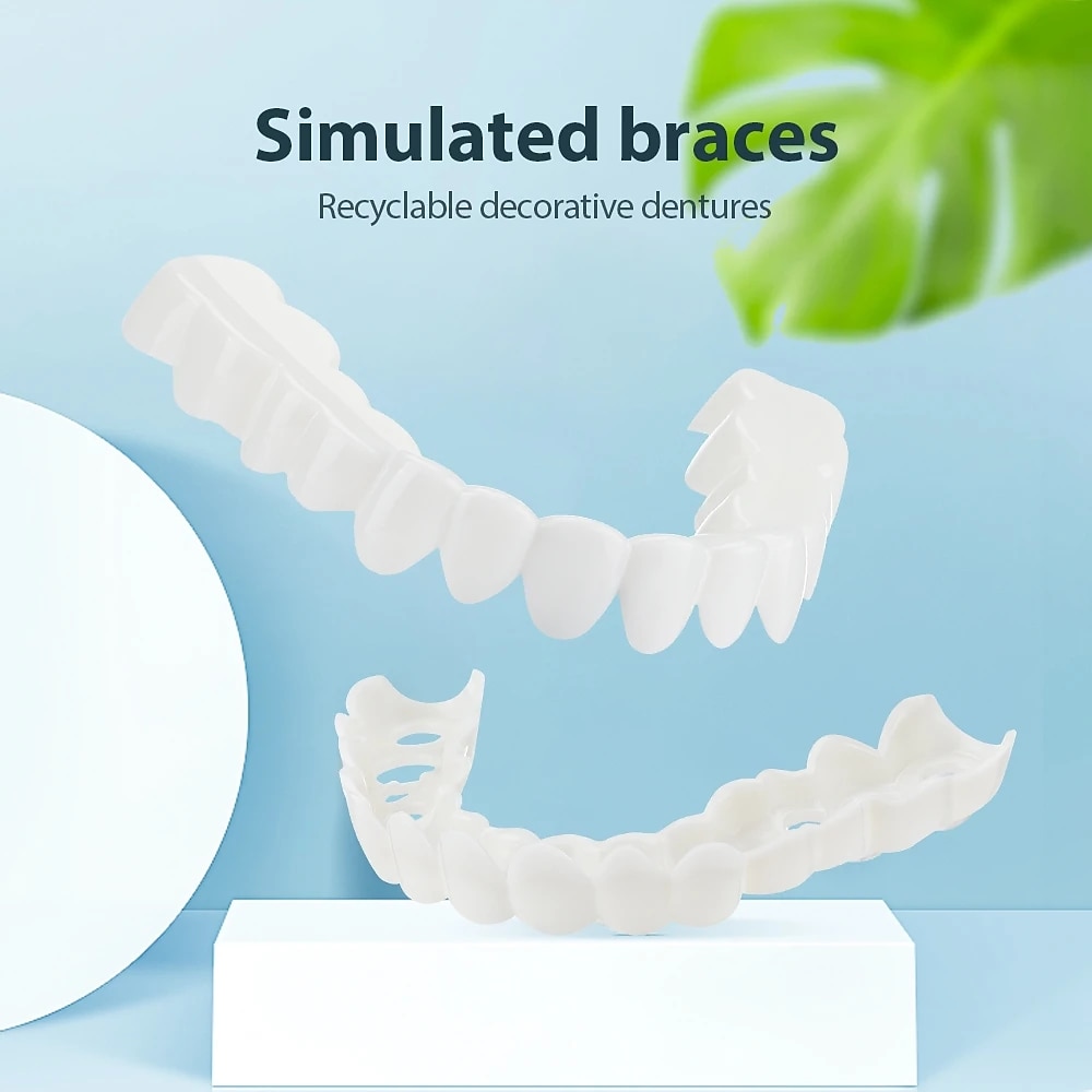 1 Packung Silikon-Zahnaufhellung, Zahnspangen, Simulationsprothese, obere Zähne, untere Zähne, Set mit Box, perfektes Lächeln 2025 - $9.49 –P12
