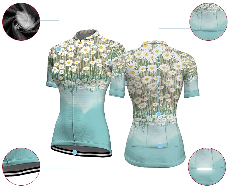 Women's Cycling Jersey Graphic Floral Botanical Short Sleeve Bike Jersey Top with 3 Rear Pockets Mountain Bike MTB Road Bike Cycling Quick Dry Reflective Strips Back Pocket Moisture Wicking Sports 2026 - $30.99 –P3