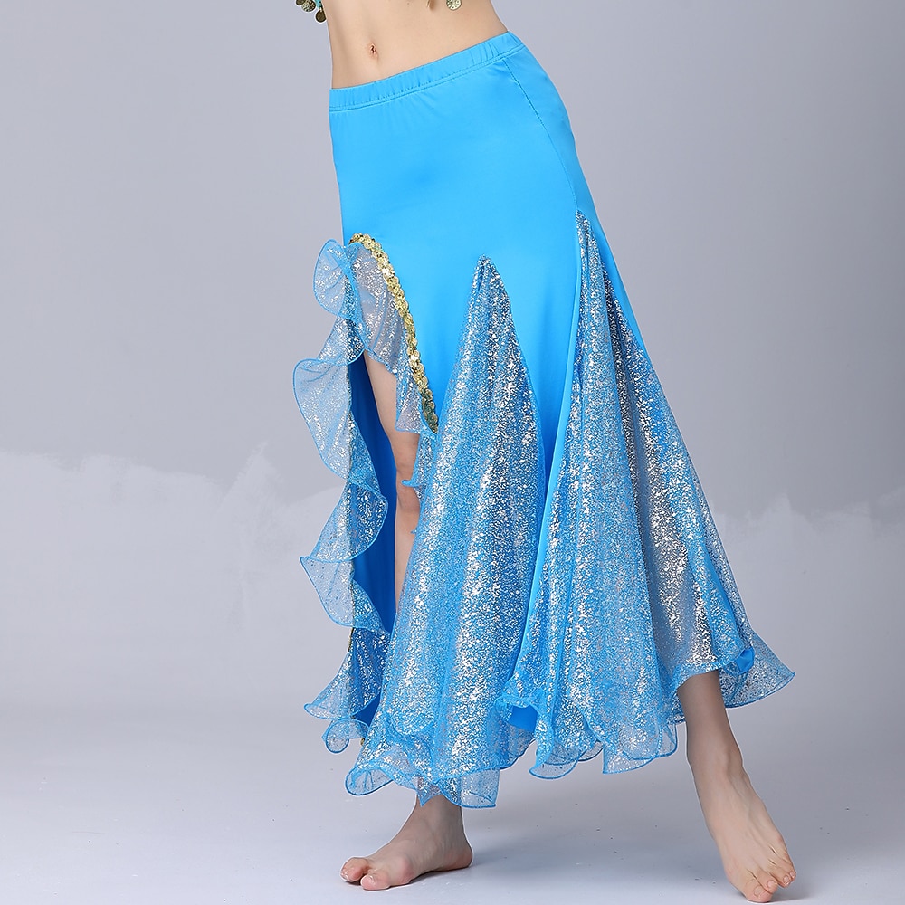 Danse du ventre Jupes Couleur Pure Fantaisie Tulle Femme Utilisation Entraînement Taille haute Mélange de Coton de 2025 ? $32.99 –P3