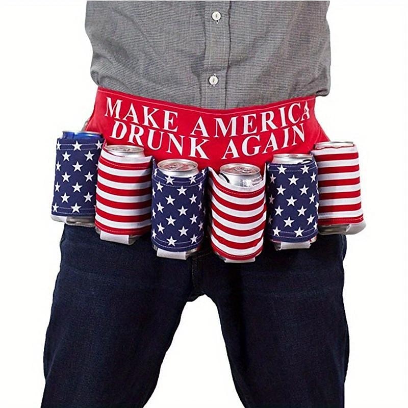 Independence Day Beer Belt, KEEP AMERICA DRUNK Beverage Beer Belt, Stripes And Stars Pattern USA Americana Patriotic Beer Belt, 4th Of July Party Decor, Summer Party Outdoor Decorations, Outdoor Party Favors 2025 - $22.99 –P3