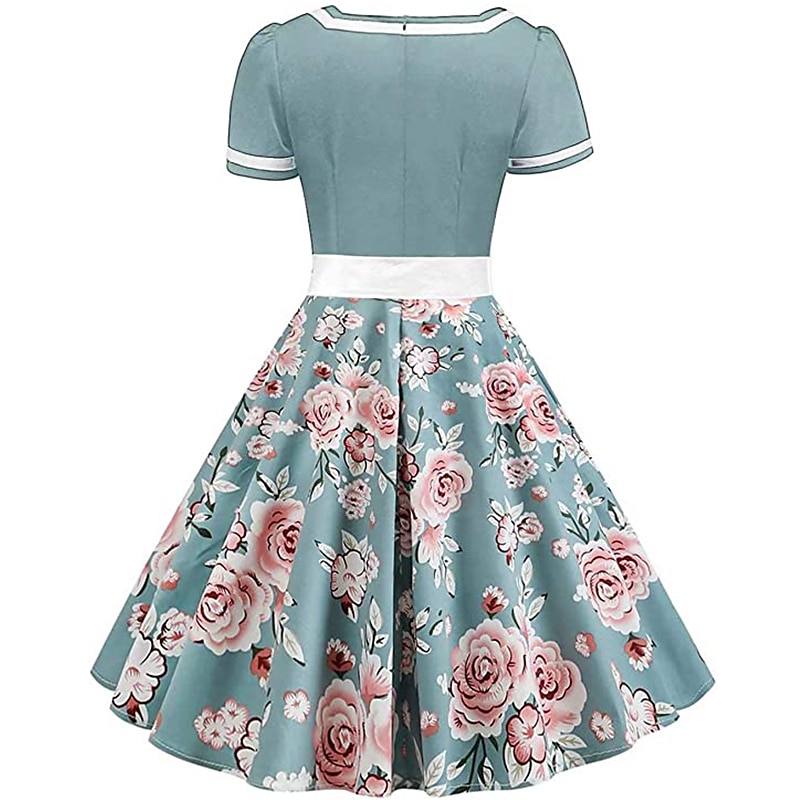 Retró 1950-es Déli A-Line ruha Rockabilly Swing ruha Virágos A-vonalú V-alakú Jelmez Női Farsang Álarcos mulatság Party estélyi viselet Hazaérkezés Koktélparty Felnőttek Ruha Hazatérő ruhák Tavaszi 2025 - $38.99 –P2