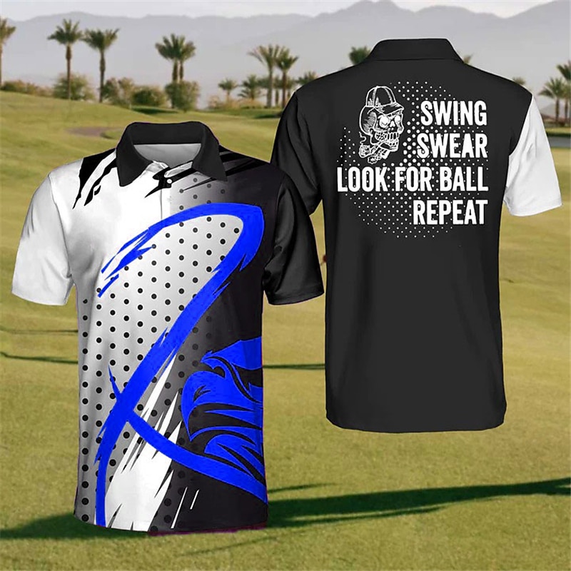 Per uomo A Pois Polo Sportivi Maglia da golf Manica Corta Magliette polo Camicie con Colletto Casual Abbigliamento sportivo Abbigliamento da vacanza Bottoni Stampa 3D Giallo Rosso Blu del 2025 a $22.99 –P3