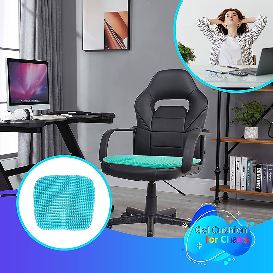 Gel Seat Cushion, Breathable Honeycomb Design Portable Gel Seat Cushion For  Back Pain Suitable For Home Office Chair Car Blue