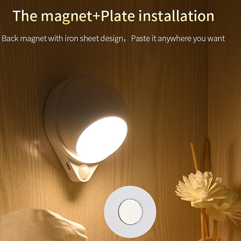 bewegingssensor licht led nachtlampje usb oplaadbare nachtlamp voor keukenkast garderobe lamp trapkast wandlamp 2025 - $19.99 –P4