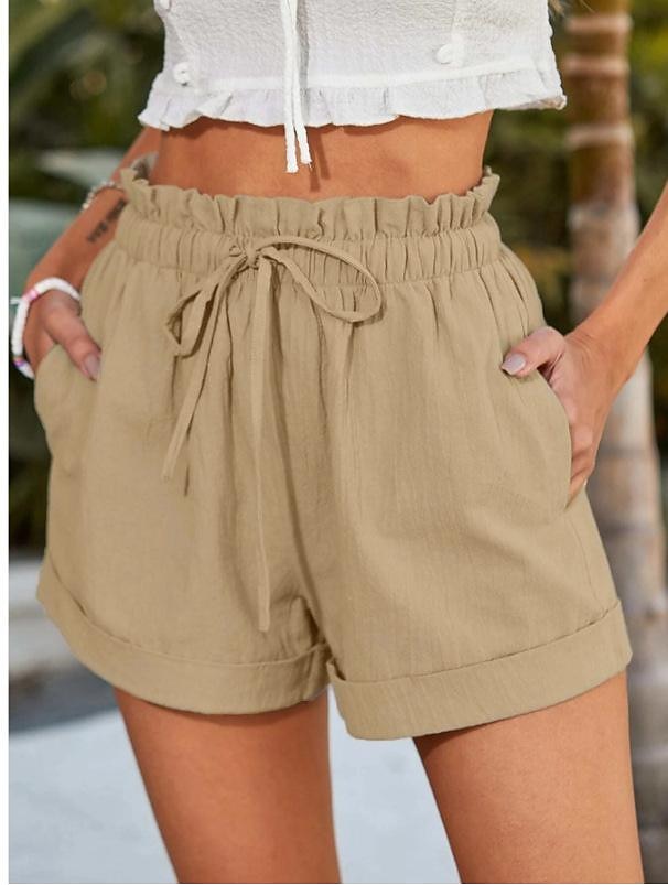 Dame Shorts Mote Kort عادي Snorer Sidelommer Komfort Uelastisk Fritid / hverdag Svart Blå Brun Grønn Normal 2025 - $18.99 –P7