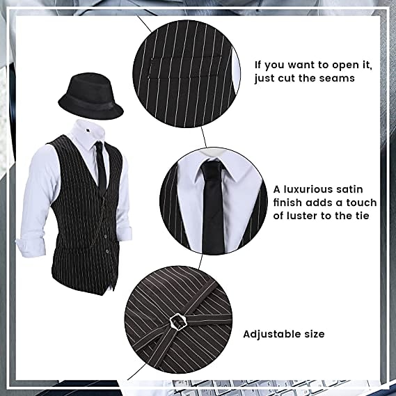 Retro / vintage Glada 20-talet 1920-talet Kläder Väst Panamahatt Den store Gatsby Herre Mode Herr Jul Halloween Karnival Bal Möhippa Festival Vuxna Kravatt Väst Hatt Alla årstider 2025 - $55.99 –P4