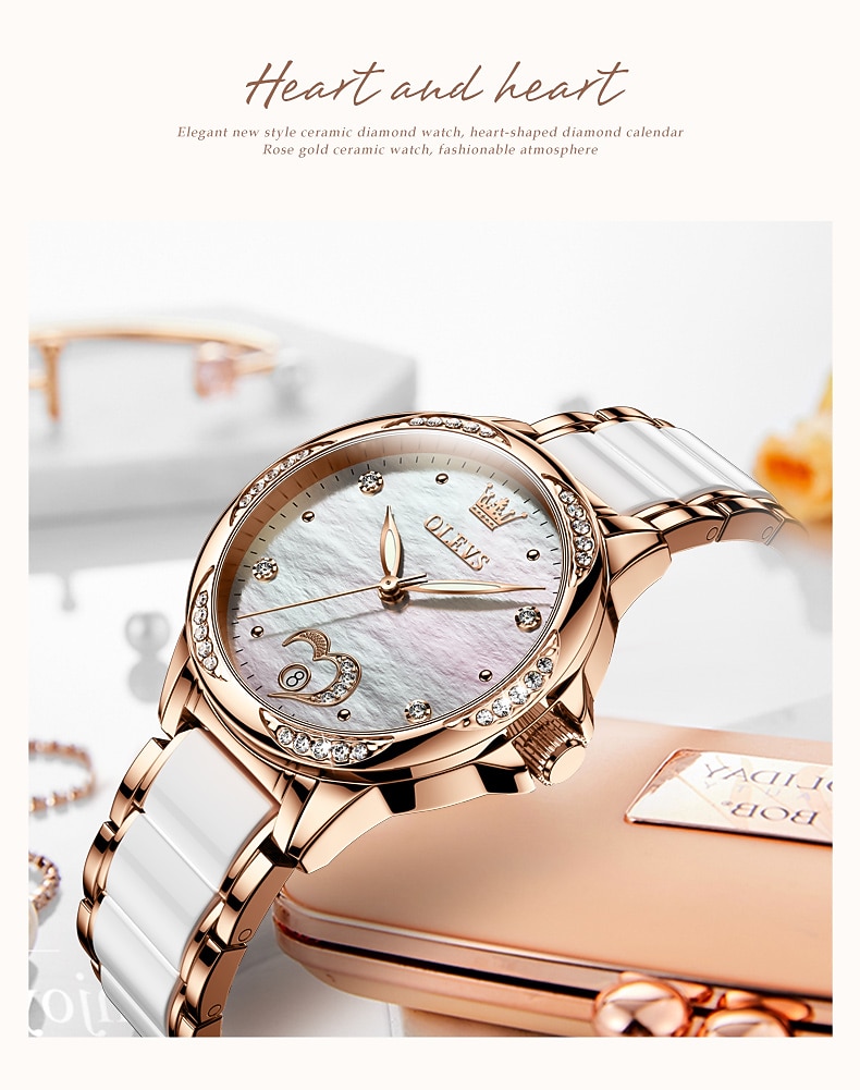 OLEVS Women Mechanical Watch Creative Minimalist Fashion Casual Analog Wristwatch Automatic Self-winding Luminous Calendar Waterproof Ceramic Watch for Women Mother's Day Gift Women Watches 2026 - $107.99 –P17