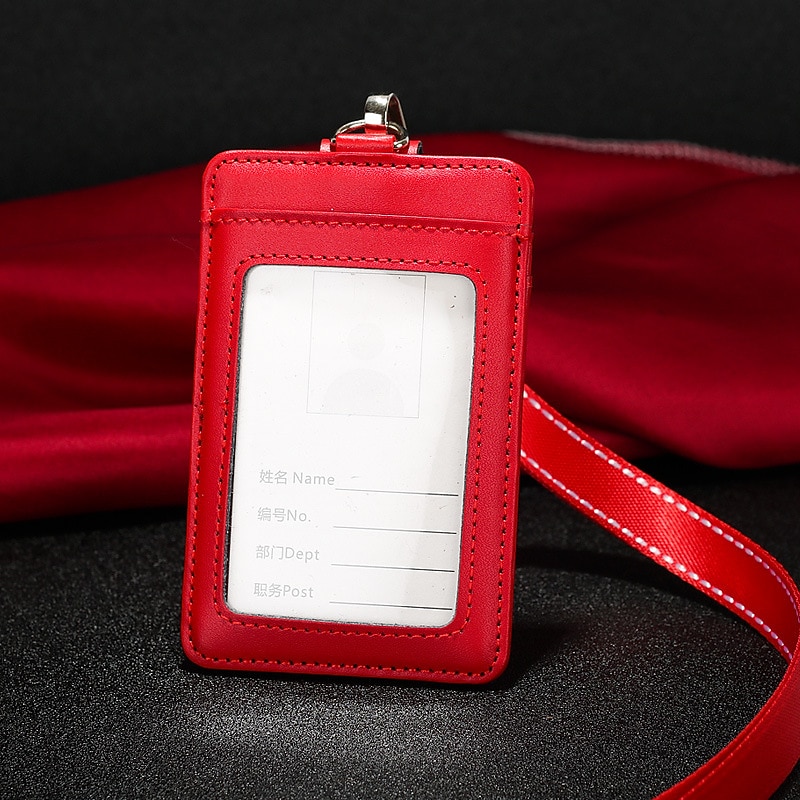 Skutečná kůže pracovní držák karet módní ID badge držáky s nylonovým šňůrkou ID případ kancelářské potřeby 2025 - $11.99 –P8
