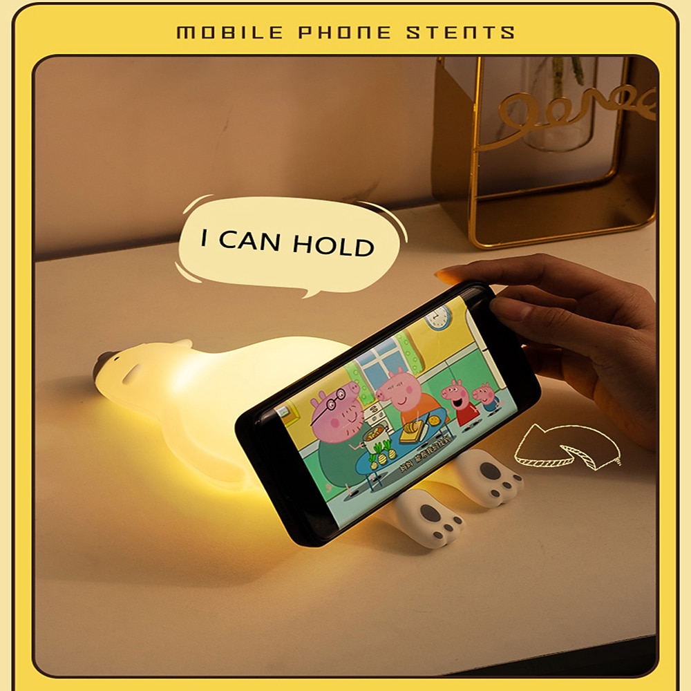 светодиодный ночник с ленивым медведем, силиконовые перезаряжаемые лампы с регулируемой яркостью, USB, для детей, подарок для ребенка, мультяшный милый ночник с животными, сенсорный 2026 - $38.99 –P3