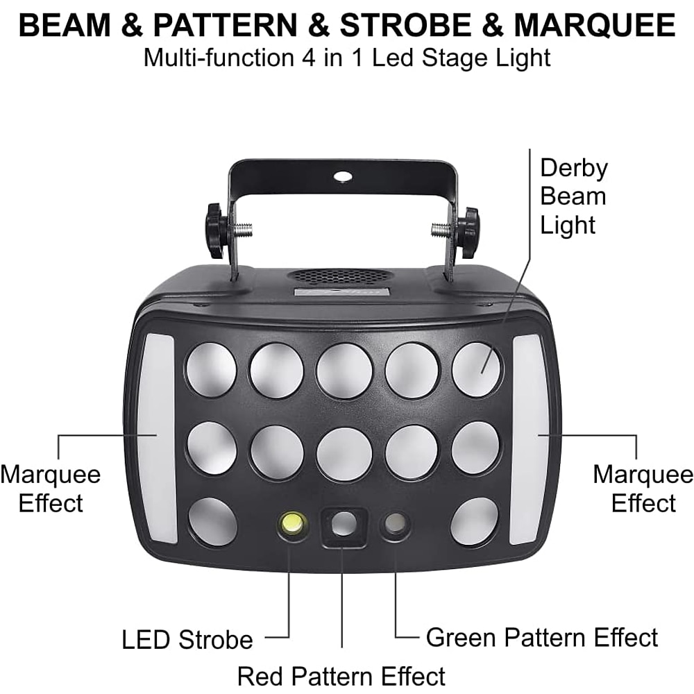 2025年 パーティーライト 屋内 DJ ステージ ディスコ ライト 4 in 1 RGBW ダービー ビーム レッド グリーン パターン ライト LED ストロボとダイナミック マーキー リモート & DMX コントロール ディスコ クラブ パーティー DJ ステージ照明に最適  コレクション – $230.39 –P4
