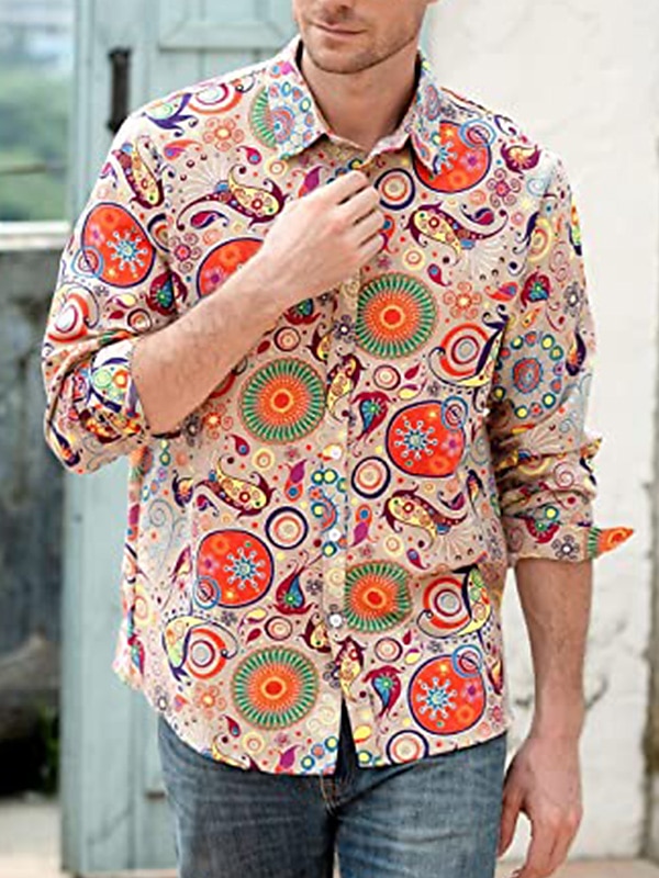 Retrò Vintage Anni '70 Camicia Disco Floreale Paisley Per uomo Casual Quotidiano Parata dell'Orgoglio Mese dell'orgoglio Adulti Top Tutte le stagioni del 2025 a $23.99 –P9