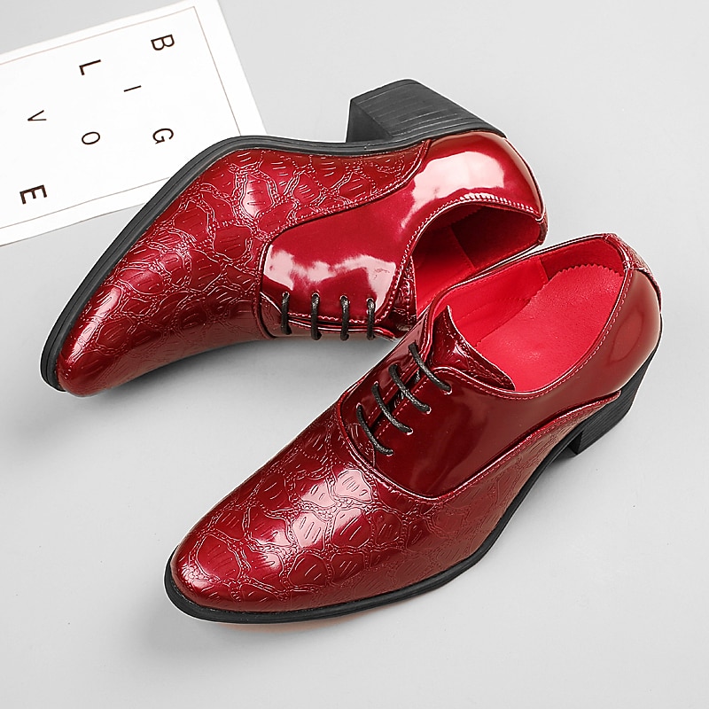 Herren-Oxford-Schnürschuhe aus weißem Lacklederimitat – elegante Schuhe mit Blockabsatz und Krokodilprägung im Vintage-Stil für Hochzeiten, Partys und formelle Anlässe 2025 - $54.99 –P7